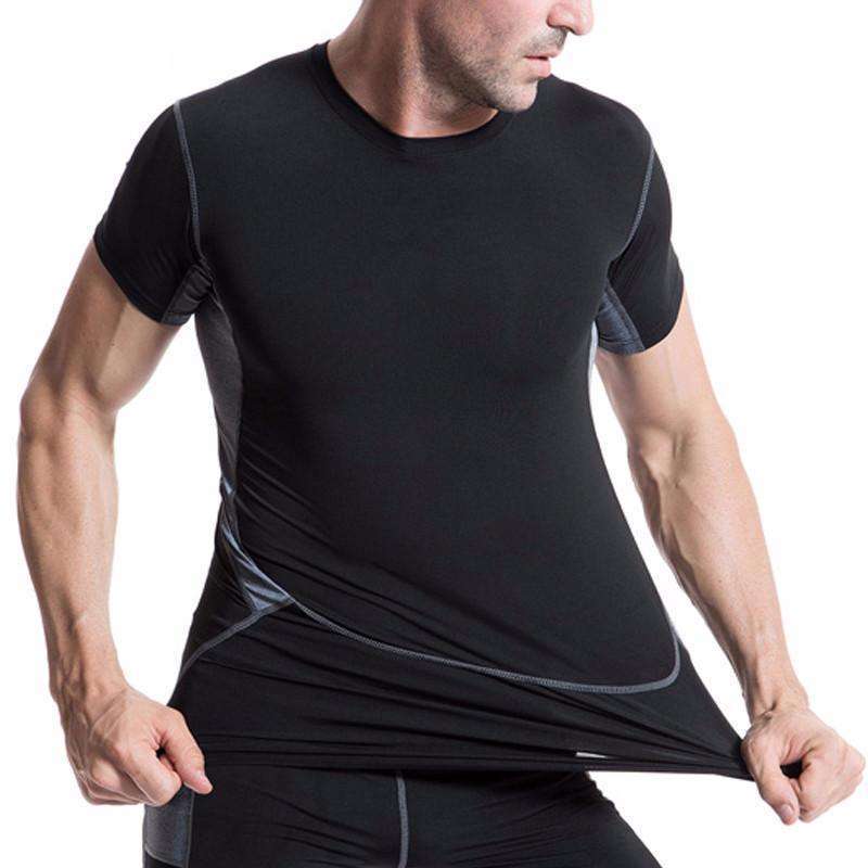 MEETYOO Tee Shirt Compression Homme, Legging Sport Short Fitness T