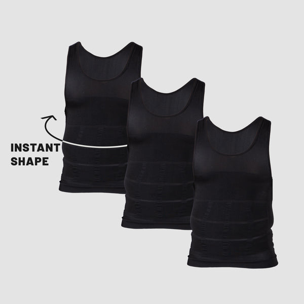 Men's Slimming Vest Invisible Tummy Shaper 3-Pack Black photo #5