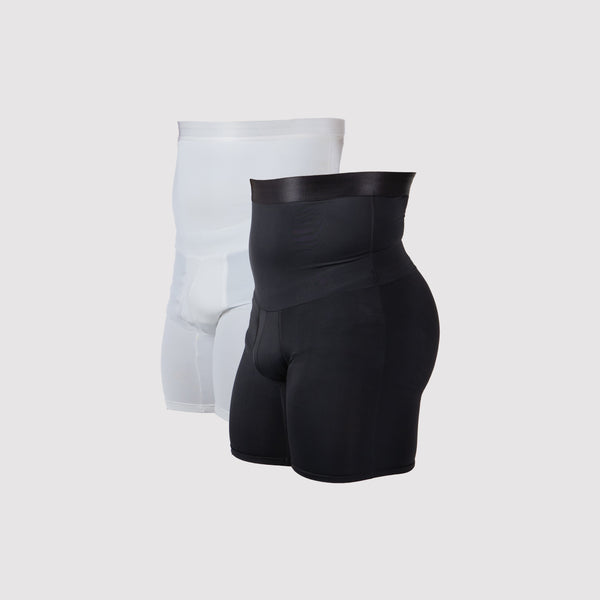 Men's Girdle Compression Shorts 2-Pack (Black & White) photo #1