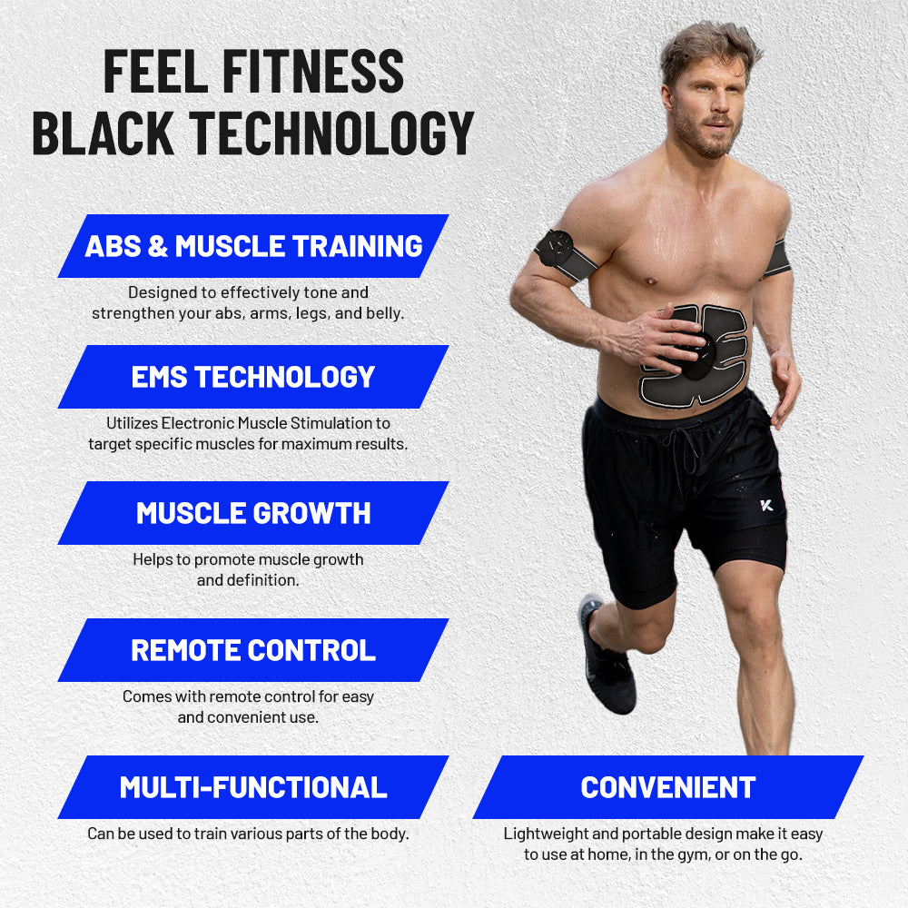 MDHAND Abs Trainer Muscle Stimulator USB Rechargeable 6 Modes 15 Intensity  EMS Muscle Stimulator Fitness Training Gym Workout
