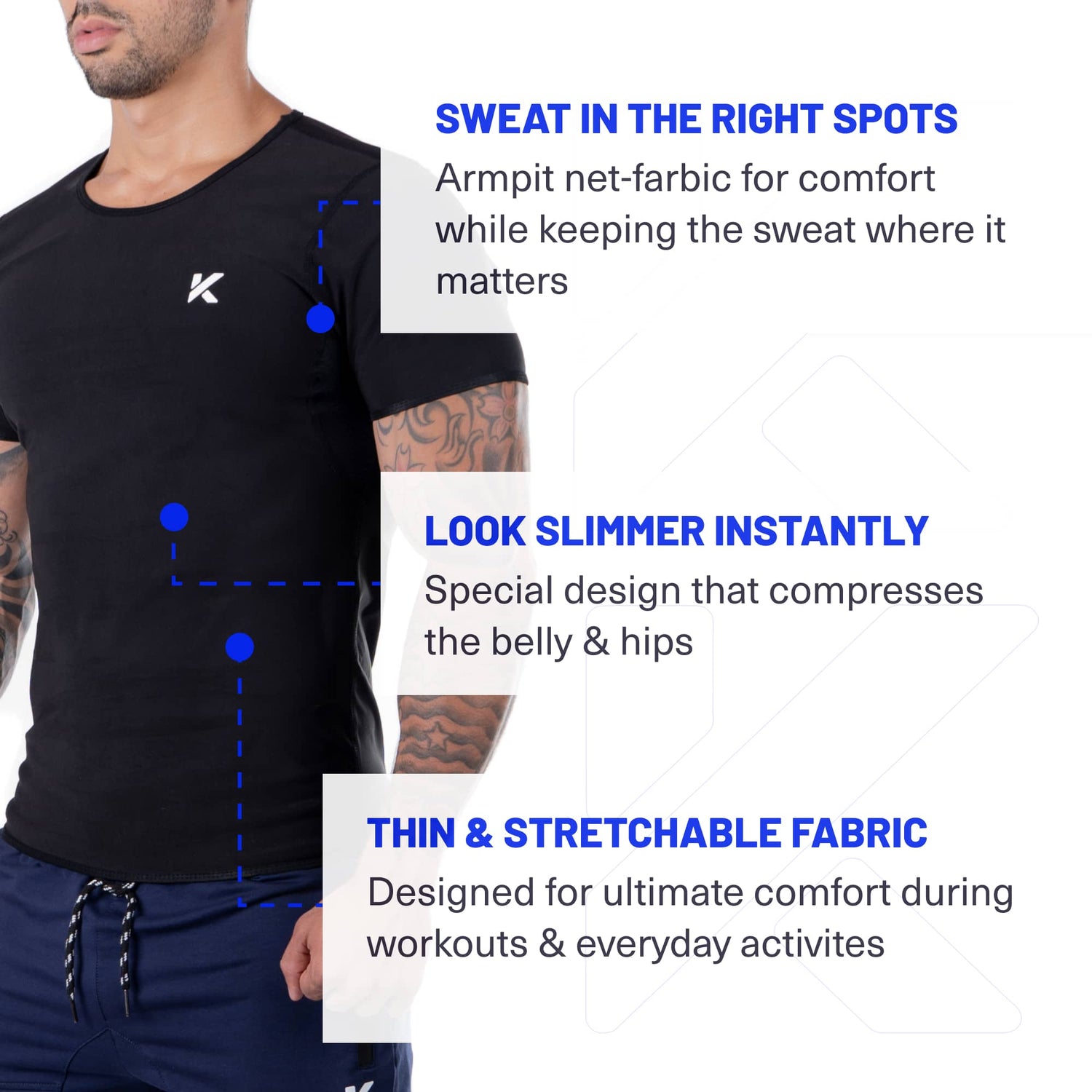 The Kewlioo Sauna Suit Heat Trapping Shirt Hot Sweat Vest Body Shaper  Sleeves