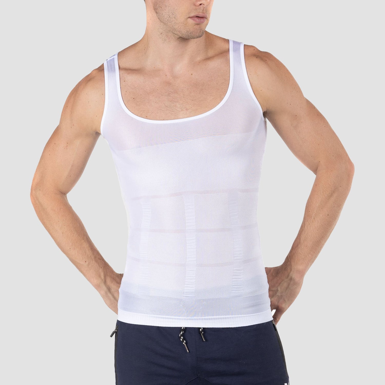 FITLIFT Men's Slimming Body Slim N Lift Shaper Belly Buster Compression  Underwear Vest (White)